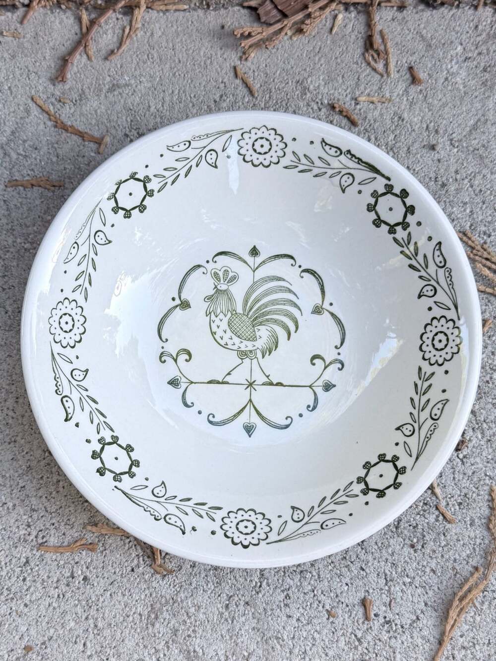 Scio Provincial Green Rooster Weathervane 6 In Bowl